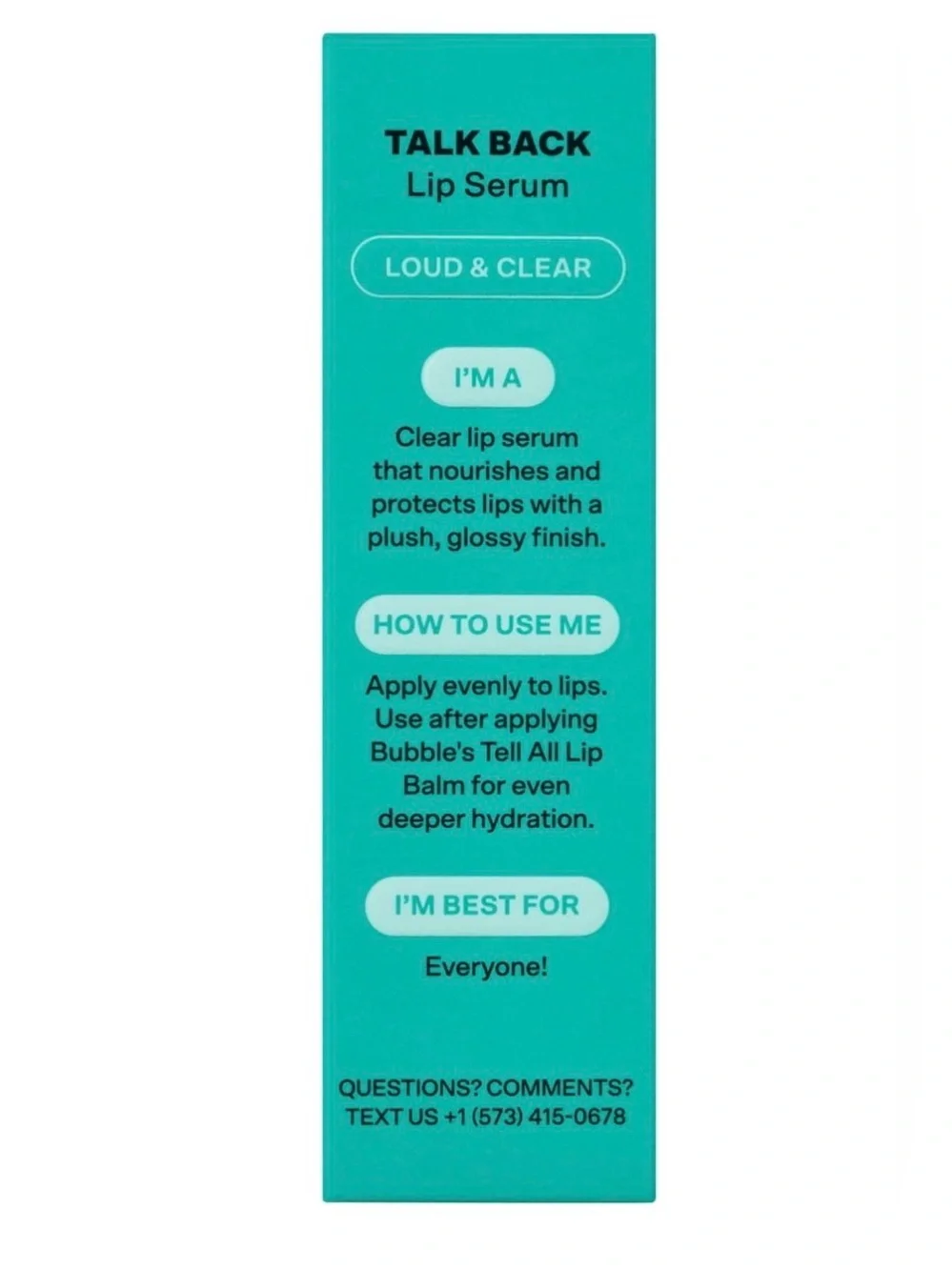 Bubble Skincare Talk Back Hydrating Loud & Clear Lip Serum, Unflavored NWT